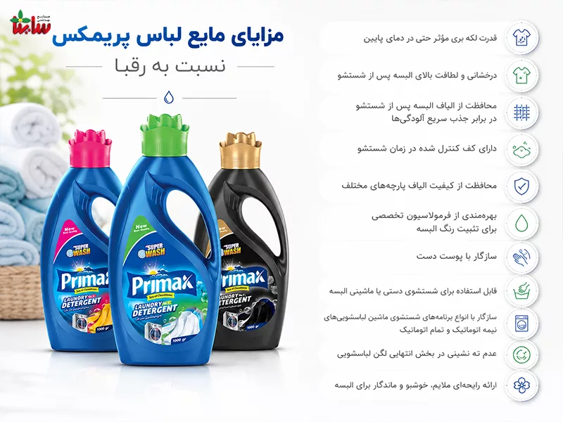 مزایای مایع لباس پریمکس نسبت به رقبا